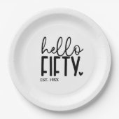 50. Geburtstag Hallo 50 Shirt Pappteller (Vorderseite)