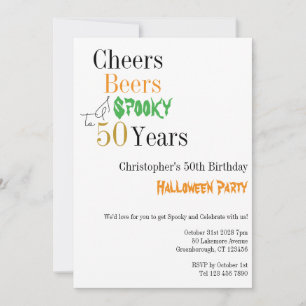 50. Geburtstag Halloween Cheers Spooky Party Einladung