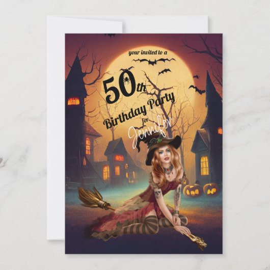 50. Geburtstag Halloween-Party Spooky Einladung (Vorderseite)