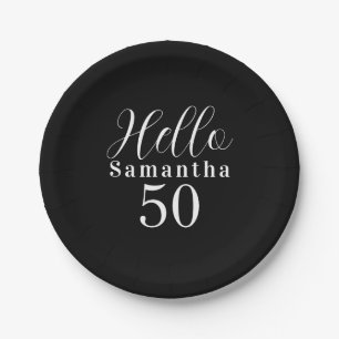 50. Geburtstag Hello 50 Schwarz-Weiß-Party Pappteller