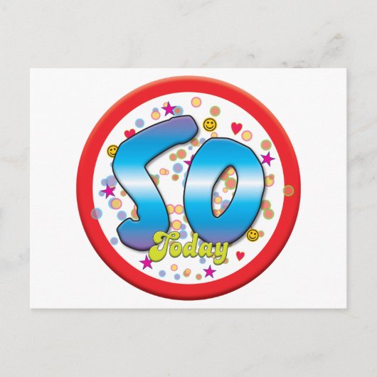50. Geburtstag heute Postkarte (Vorderseite)