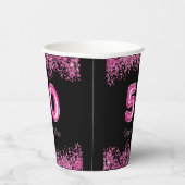 50. Geburtstag Hot Pink Balloons Glitzer Party Pappbecher (Rechts)