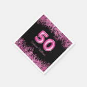 50. Geburtstag Hot Pink Balloons Gllitter Party Serviette (Ecke)