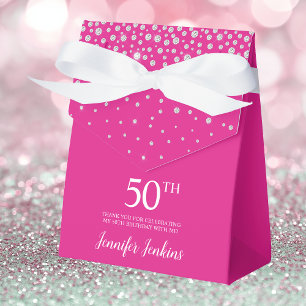 50. Geburtstag Hot Pink Glitzernde Dankeschön Geschenkschachtel
