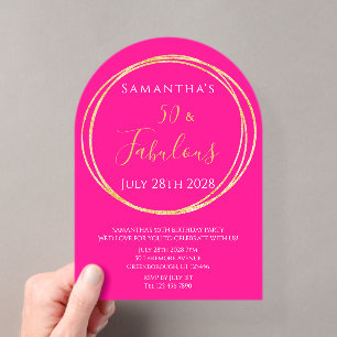 50. Geburtstag Hot Pink Gold Geburtstag Acryleinladungen