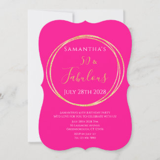 50. Geburtstag Hot Pink Gold Geburtstagseinladung Einladung