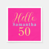 50. Geburtstag Hot Pink Party Serviette (Vorderseite)