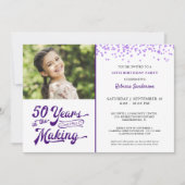 50. Geburtstag im MAKING Lila Confetti Einladung (Vorderseite)