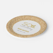 50. Geburtstag Imitate Gold Glitzer Pappteller (Schrägansicht)