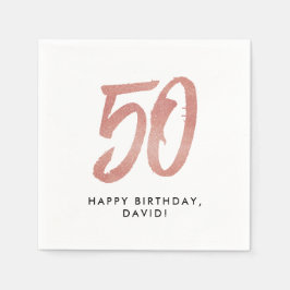 50. Geburtstag Imitate Rose Gold Glitzer personali Serviette