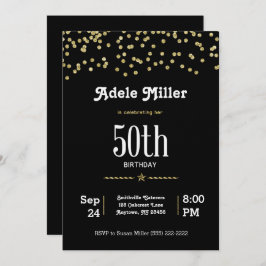 50. Geburtstag individuell mit Glittering Gold Einladung