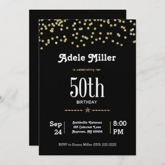 50. Geburtstag individuell mit Glittering Gold Einladung