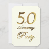 50. Geburtstag Jubiläum Gold Ivory Elegant Einladung (Vorderseite)