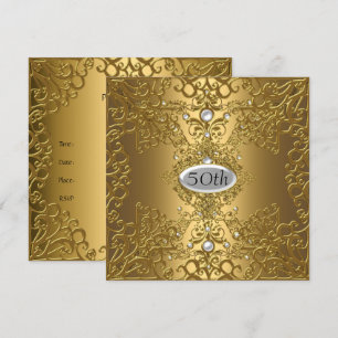 50. Geburtstag Jubiläum Goldene Party-Schmuck Einladung