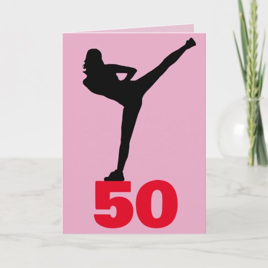 50. GEBURTSTAG KICK STRETCH KICK GREETING CARD DANKESKARTE (Vorderseite)