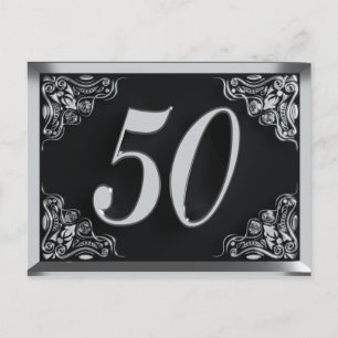 50. Geburtstag königliche silberne Einladung oder  Postkarte