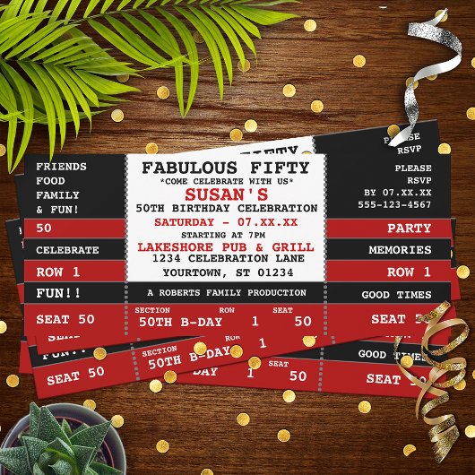 50. Geburtstag Konzert Ticket Party Einladung
