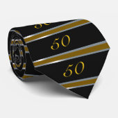 50. Geburtstag Krawatte Schwarz, Silber und Gold (Gerollt)