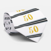 50. Geburtstag Krawatte Schwarz, Silber und Weiß (Gerollt)