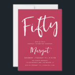 50. Geburtstag kühl vierzig Pinselschrift Magenta Einladung<br><div class="desc">Diese trendige Einladung enthält eine Skriptüberschrift und Ihre persönlichen Informationen. Fügen Sie mithilfe des Vorlagenformulars Ihre Party-Daten hinzu. Mit der Funktion Anpassen können Sie den Stil des Schriftartes ändern und Text hinzufügen oder löschen.</div>