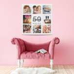 50. Geburtstag kundenspezifische Foto Collage Whit Künstlicher Leinwanddruck<br><div class="desc">Ein einzigartiges 50. Geburtstagsgeschenk oder Sake, das ihr Leben mit einer Collage von 8 deiner Fotos feiert. Fügen Sie Bilder von ihrer Familie, Freunden, Haustieren, Hobbys oder Traumreise Ziel. Personalisieren und fügen Sie einen Namen, Alter 50 und ein Datum. Graue und schwarze Buchstaben. Ein schick weißer Hintergrund. Diese Leinwand ist...</div>