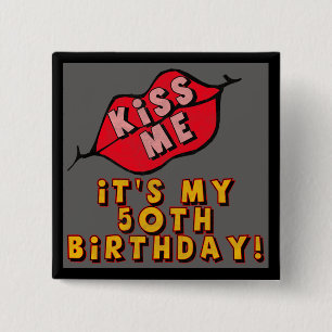 50. Geburtstag küsst Knopf Button