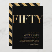 50. Geburtstag lädt Schwarz und Gold ein Einladung (Vorne/Hinten)