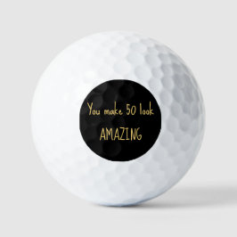 50. Geburtstag Lady Golfer Black Gold Name Elegant Golfball