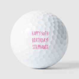 50. Geburtstag Lady Golfer Pink Name Elegant Golfball