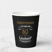 50. Geburtstag Legendary Black Gold Retro Pappbecher (Vorderseite)