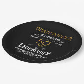 50. Geburtstag Legendary Black Gold Retro Pappteller (Schrägansicht)