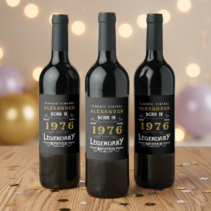 50. Geburtstag Legende Geboren 1976 Vintage Schwar Weinetikett