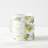 50. Geburtstag Lemon Citrus Botanical Kaffeetasse (Vorderseite Links)