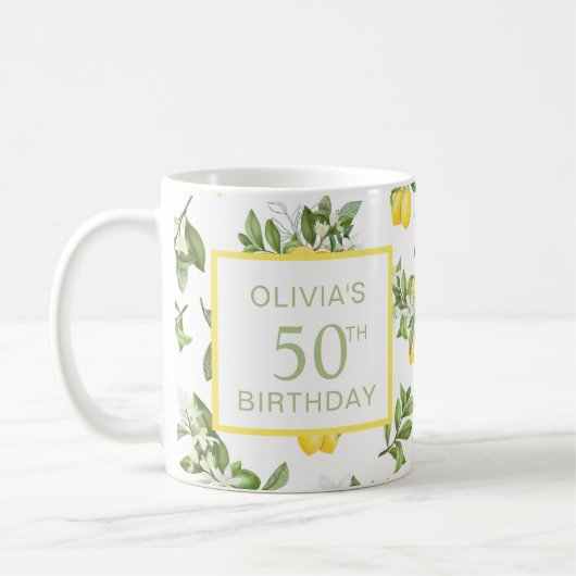 50. Geburtstag Lemon Citrus Botanical Kaffeetasse (Links)