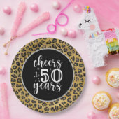 50. Geburtstag Leopard Black and Gold Thema Pappteller (Party)