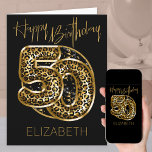 50. Geburtstag Leopard Print Gold Foil Balloons Karte<br><div class="desc">Personalisierte 50. Geburtstagskarte mit Luftballons aus Tierfolie in Schwarz und Gold. Die angesagten leoparden Druckballons sind mit schwarzen und goldenen Konfetti gerahmt, und Happy Birthday wird in Gold handsigniert. Die Vorlage ist für Sie bereit, die Vorderseite der Karte zu personalisieren und eine Nachricht hineinzufügen - oder Sie können die Innenseite...</div>