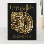 50. Geburtstag Leopard Print Gold Foil Balloons Karte (Vorderseite)