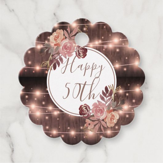 50. Geburtstag leuchtend rustikale String Lights G Geschenkanhänger (Vorderseite)