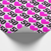 50. GEBURTSTAG LIEBE HEARTS GESCHENKPAPIER (Ecke)