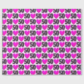 50. GEBURTSTAG LIEBE HEARTS GESCHENKPAPIER (Flach)