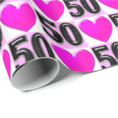 50. GEBURTSTAG LIEBE HEARTS GESCHENKPAPIER (Rolleneckpunkt)