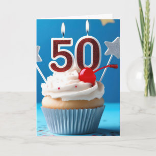 50. Geburtstag Lighted Candles Cupcake Custom Text Karte