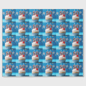 50. Geburtstag Lighted Candles Cupcake Star Studde Geschenkpapier (Flach)
