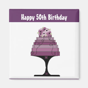 50. Geburtstag - Lila Designer Cake Magnet