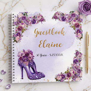 50. Geburtstag Lila Glitter-Gästebuch Notizblock
