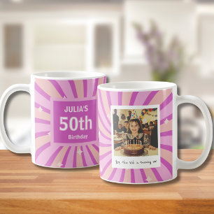 50. Geburtstag Lila Lustiges Foto Kaffeetasse