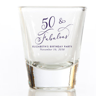 50. Geburtstag lila Partygeschenk Schnapsglas
