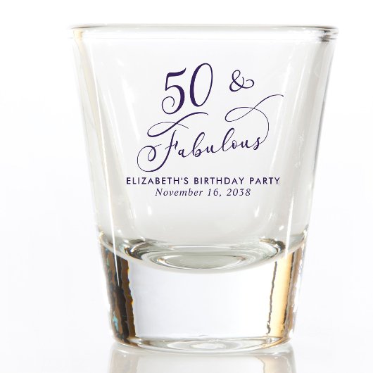 50. Geburtstag lila Partygeschenk Schnapsglas