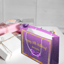 50. Geburtstag lila rosa Glitzer Monogramm Name