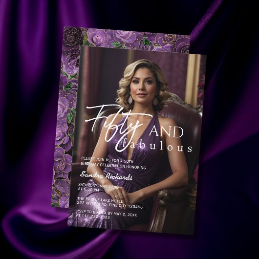 50. Geburtstag Lila Rose Einladung